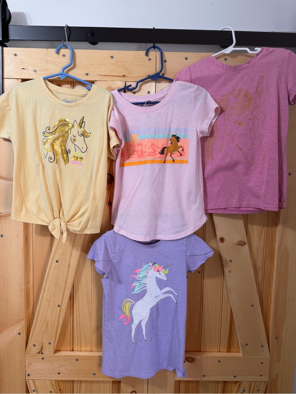 Girls' Unicorn & Horse Tee Pack - Yellow, Pink, Purple & Lavender